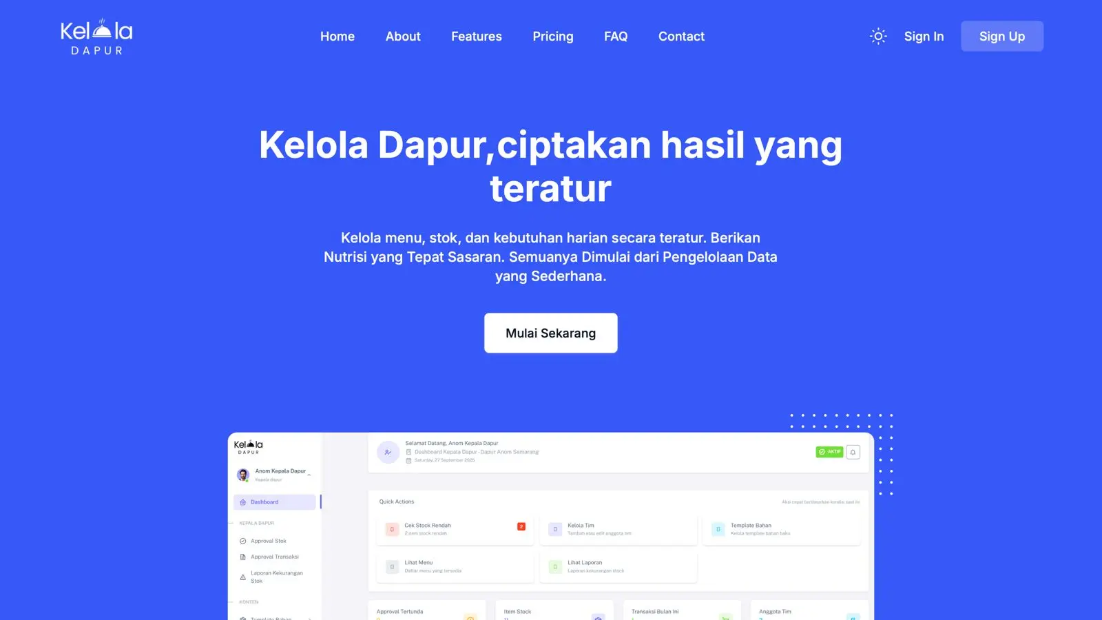 Website Kelola Dapur