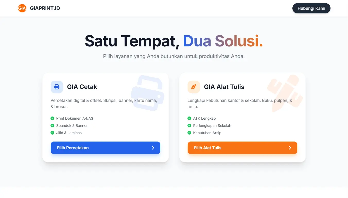 Website Solusi Percetakan & Alat Tulis