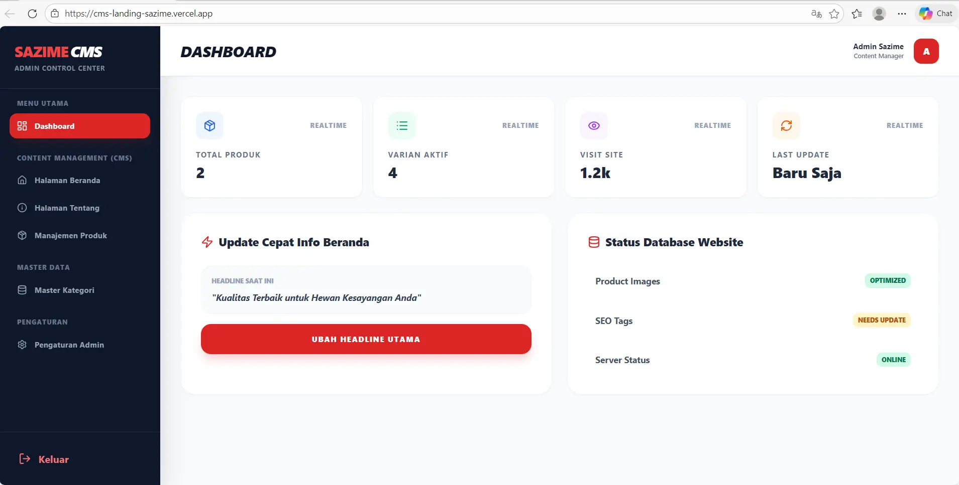 CMS Company Profile Sazime